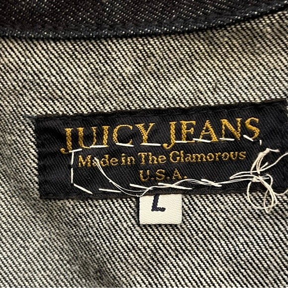 Juicy Couture Jeans Dark Blue Denim Jacket Size Large - Picture 6 of 7